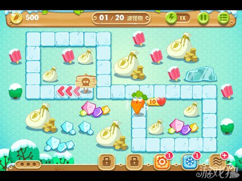 保卫萝卜2 13关水晶金萝卜图文攻略2